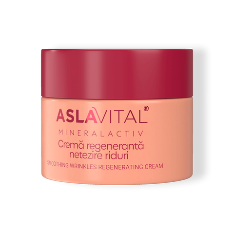 Aslavital Mineralactiv Regenerating Cream peach jar with red lid