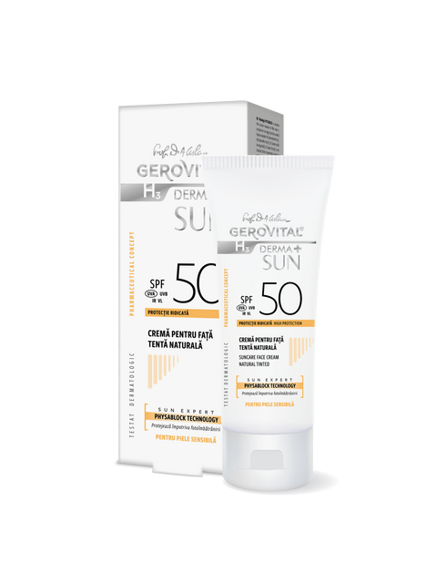 Gerovital H3 Derma+ - Tinted Face Sun Cream - SPF 50 - Natural Shade