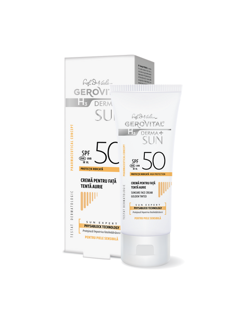 Gerovital H3 Derma+ - Tinted Face Sun Cream - SPF 50 - Golden Shade