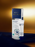 Gerovital H3 Classic Eyes and Lips Contour Cream tube and matching box on a blue surface