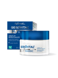 Gerovital H3 Classic Restructuring Lift Night Cream jar with blue lid beside its box marked 35+