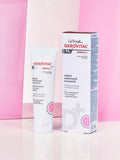 Gerovital H3 Derma+ Soothing Hydrating Cream tube and box against pink panels