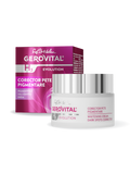 Gerovital H3 Evolution Dark Spots Corrector cream jar with silver lid and magenta box
