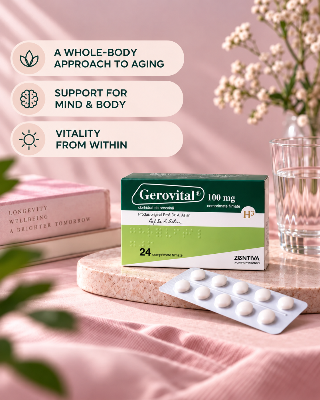 Gerovital Classic - Gerovital GH3 Tablets with Anti-Aging Effect (24 tabs per box)