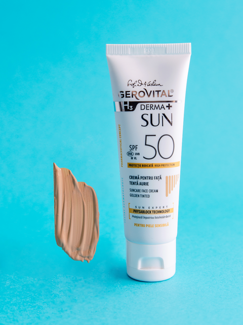 Gerovital H3 Derma+ - Tinted Face Sun Cream - SPF 50 - Golden Shade
